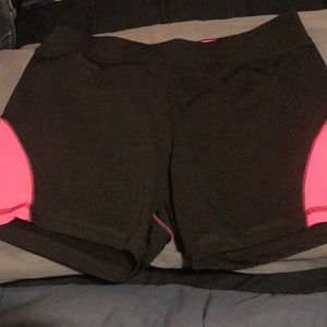 Black and pink workout shorts